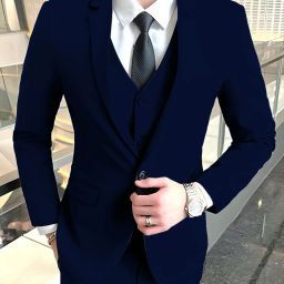 Men 3 Piece Suit Solid Suit-image-78