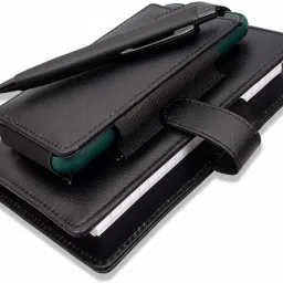 Pocket Undated Planner | Diary | organizer with Mobile Holder | Calculator | Pen Gift for office going Men & Women Pocket-size Organizer RULED 75 Pages-1