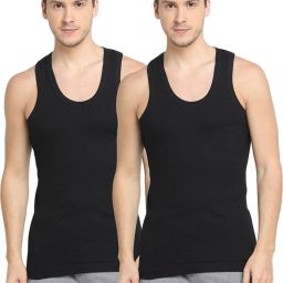Pack of 2 Sleeveless Cotton No Side Seams Men Vest-image-45
