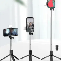 DHAN GRD R1S Extendable Flash Selfie Stick Tripod with LED Fill Light Monopod, Tripod, Tripod Kit image 3