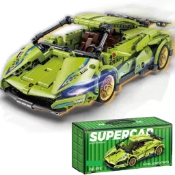 1:18 Scale Lambo Pull Back Racing Car Building Block Set (470 PCS)-image-3