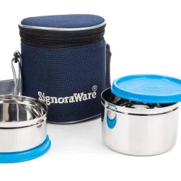 Executive small stainless steel lunch box 2 container 2 Containers Lunch Box-4