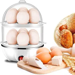 geniyo Egg Boiler Poacher Automatic Off Steaming, Cooking, Boiling Double Layer 14 Egg Boiler (Multicolor) Double Layer Egg Boiling Machine & Frying Pan Egg Cooker image 2