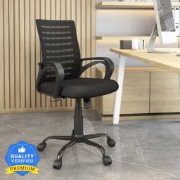 Giza Mid Back Ergonomic | Adjustable Height | Swivel | Push Back | Executive Fabric Office Arm Chair-image-98