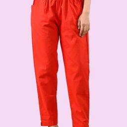 Women Regular Fit Red Cotton Blend Trousers-image-62