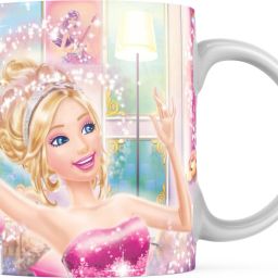 Barbie Doll Golden Hairs HD Cartoon Printed Microwave Safe White For Kids Ceramic Coffee Mug-image-7