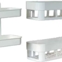 ABS Plastic Multipurpose Kitchen Bathroom Corner Shelf and 2 Soap Box Shelf Wall Holder Plastic Wall Shelf-image-73