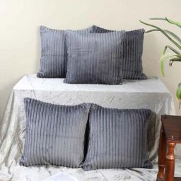 mfd home furnishing Grey Velvet Striped 16x16 inches Cushion Covers (Pack of 5)-picture-11