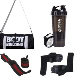 25 L Gym Duffel Bag - Gym Combo Black Gym Bag, Black Gloves, 500 ml Shaker with Wrist bend - Black-image-75