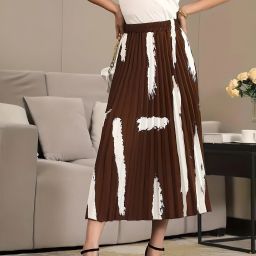 Women Printed A-line Brown Skirt-image-85