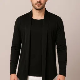 Men Asymmetric Full Sleeve Black Shrug-image-86