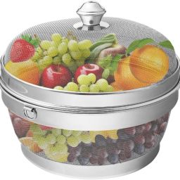 Net Basket Fruit Bowl with round lid- 8 inch diameter Stainless Steel Fruit & Vegetable Basket-image-9