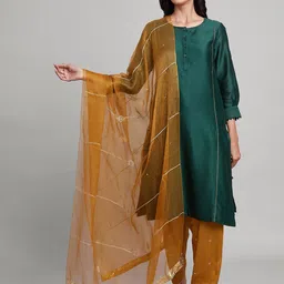 W Striped Embroidered Silk Dupatta-picture-54