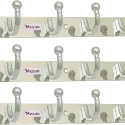 ROUND U Shape 6 Pin Glossy Hooks Stainless Steel Bathroom Cloth Hooks / Hanger / Key Holder / Door Wall Robe Hooks Rail for Hanging Keys, Clothes, Towel Hook Rail Eco Friendly Stainless Steel Steel Dress Pack of 3 Hangers For Dress-27