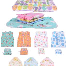 Cotton Infants New Born Baby Care Essential Bedding Set Combo Mosquito Net-image-42