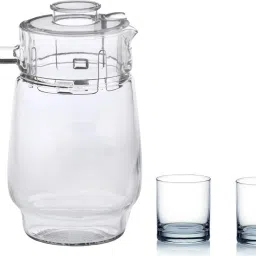 1st Time 1 Glass Jug With Lid And 2 Matching Glasses Set, Perfect For Serving Drinks –B21 Jug Glass Set-image-56