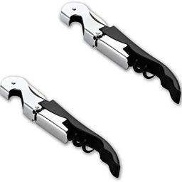 ® Stainless Steel Folding Cork Screw Wine Opener Bottle Opener and Foil Cutter - Double Hinged Fulcrum-Pack Of 2 Bottle Opener-image-51