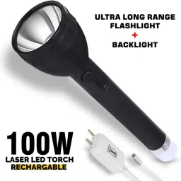 Two In One Litium Battery Long Range Led torch with Back Light Emergency Light Torch-2
