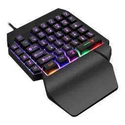 DWH F6 One-Handed RGB Gaming Keyboard with Wrist Rest and backlit , 35 Keys Wired USB Laptop-size Gaming Keyboard Compatible with Desktop, Laptop, Mac image 2
