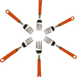 6 Pc Dessert Fork set. Made of High Quality Stainless Steel-Orange Stainless Steel Dessert Fork Set-image-17