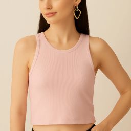 Casual Sleeveless Striped Women Pink Top-image-101