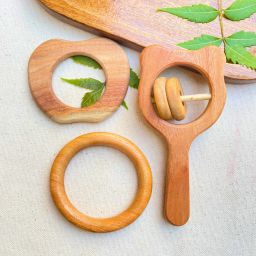 Natural Neem Wood Teether sets for 3+ Months Baby (Set of 3) Teether-14