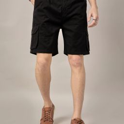 Solid Men Black Cargo Shorts-image-22