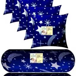 Combo Set Of 5 Cushion And 2 Microfibre Nature Bolster Pack of 7-image-69