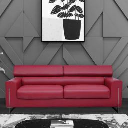 woodsworth from pepperfry Xaviec Leatherette 3 Seater Sofa With Adjustable Headrest in Garnet Red Colour-picture-35