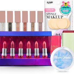 huda crush Diwali Gifts Makeup Kit – 6 Lipsticks, Liquid Eyeshadow, Blush, Compact, Blender-picture-13
