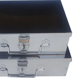Stainless Steel Storage Boxes / Cash Peti / Pooja Peti / Organizer / Vanity Box / Safe Locker Box Set of 2 pieces - 8" and 9" Storage Box (Steel) Cash Box-picture-27