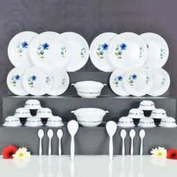 Pack of 36 PP (Polypropylene) Tableware Exclusive Microwave Safe Plastic Printed Round Dinner Set- 36 Pcs. Dinner Set-image-82