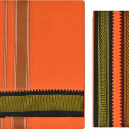 TUNI MANI 2.0meter Padayappa Border Cotton Dhoti With Towel Solid Men Dhoti-image-8
