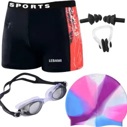 swimming costume men | Shorts | Trunk, 1 Goggles, 1 Cap, 2 Earplug & 1 Nose Clip Printed Men Swim-dress Multicolor Swimsuit-image-21