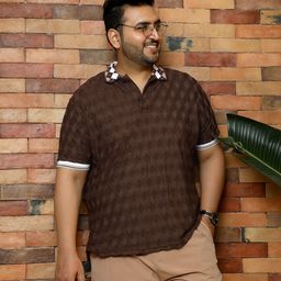 instafab plus Men Self Design Polo Neck Polycotton Brown T-Shirt-picture-31