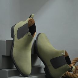 El Paso Men Olive Faux Leather Casual Chelsea Boots Boots For Men-image-44