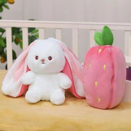 Strawberry Bunny Plush Toy - Adorable Strawberry Rabbit Plushie - 35 cm-40