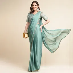 Solid/Plain Bollywood Chiffon Saree-image-30