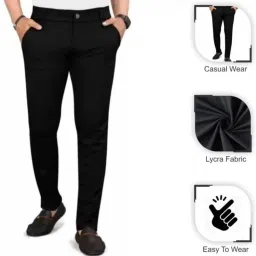 Men Comfort Fit Black Corduroy Trousers-image-35