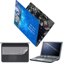 Techfit Full Body Laptop Skin with Screen Guard and Key Guard Lord Buddha Blue Rule Mind Combo Set-image-28