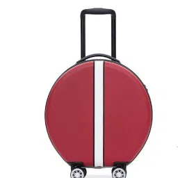 Small Cabin Suitcase (56 cm) 4 Wheels - Round Hard Shell Suitcase ABS Travel Trolley Bag With Lock 4 Double Spinner Wheels Carry On Cabin Luggage For Kids Women - Red-image-19