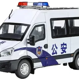 1:24 Die-Cast Police VAN 6 Doors Lights Music Steerable White-image-56