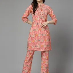 Nayam By Lakshita Women Pink Ethnic Motifs Embroidered Regular Chanderi Cotton Kurta with Palazzos-picture-29