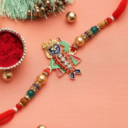 Aapno Rajasthan Multicolored Studded BIHARIJI Thread Rakhi-image-83