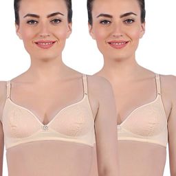 Sonari Pack Of 2 Nude-Coloured Non Padded & Non-Wired Pure Cotton Bra-image-18