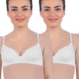 Sonari Pack Of 2 White Non Padded & Non-Wired Pure Cotton Bra-image-90
