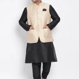 Hangup Men Solid Raw Silk Kurta with Pyjamas-picture-7