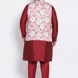 Hangup Men Plus Size Kurta with Pyjamas With Nehru Jacket image 3