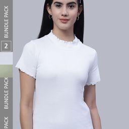 FBAR Pack Of 2 Rib High Neck Cotton Regular Tops-image-50