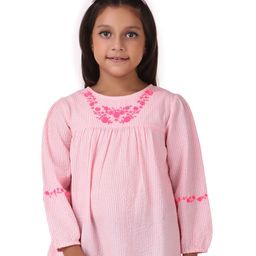 Miyo Girls Pink Striped Regular Top-image-92